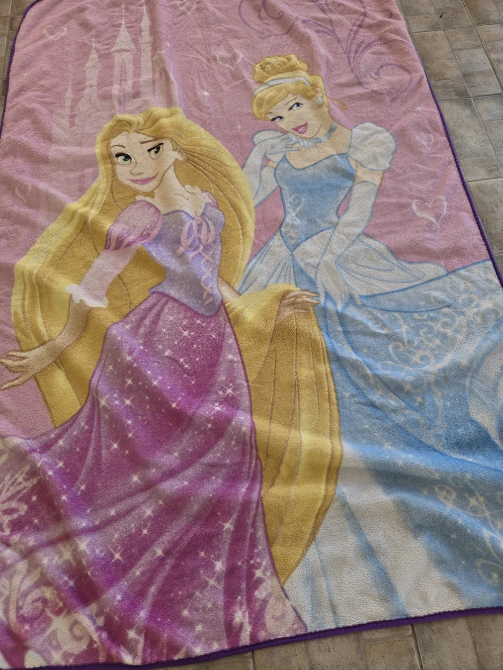 Disney Pink, Blue & Gold Princess Fleece Throw Blanket